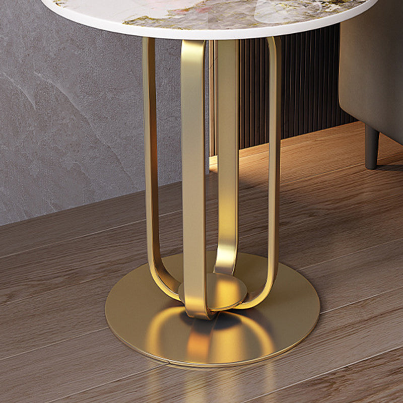 21.65-inch Tall Round Side Glam Metal Frame Stone Top Sofa Side End Table Clearhalo 'Coffee & Accent Tables' 'End & Side Tables' 'end_side_tables' 'furn' 'furn_end_side_tables' 'Furniture' 'Living Room Furniture' 5262434