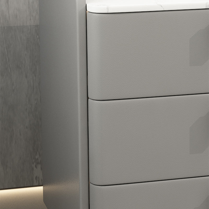 Panente de cuero sintética moderna 3 - mesita de noche con tapa de piedra