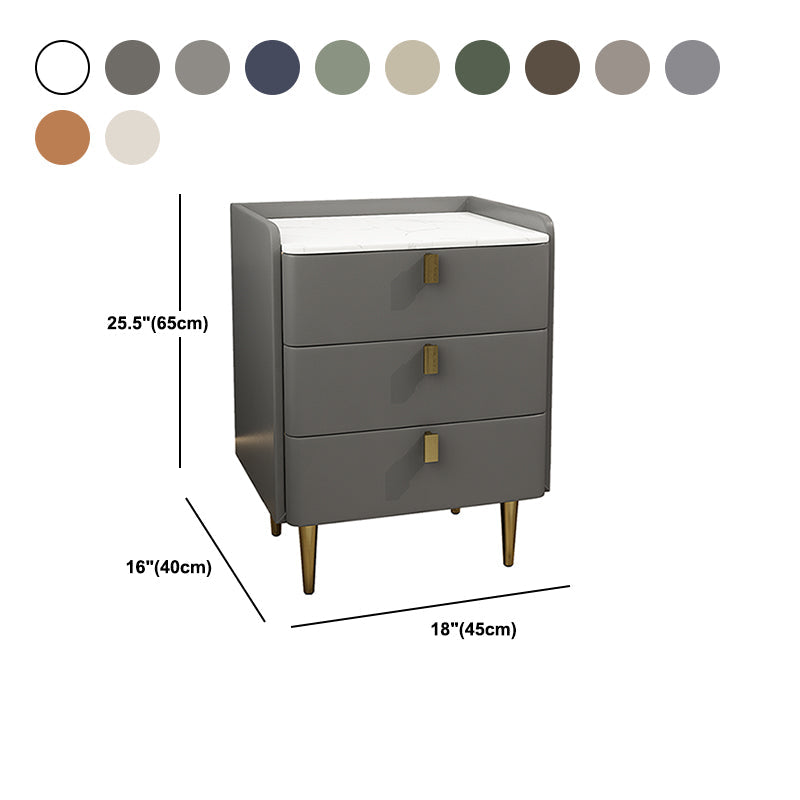 Nightand Faux Leather Modern 3 - Tablette de tiroir avec dessus de pierre