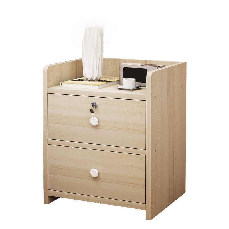 Table de chevet en bois à 1/2 tiroirs, 15,7 po de hauteur, brun/blanc/naturel