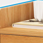 Table de chevet en bois à 1/2 tiroirs, 15,7 po de hauteur, brun/blanc/naturel