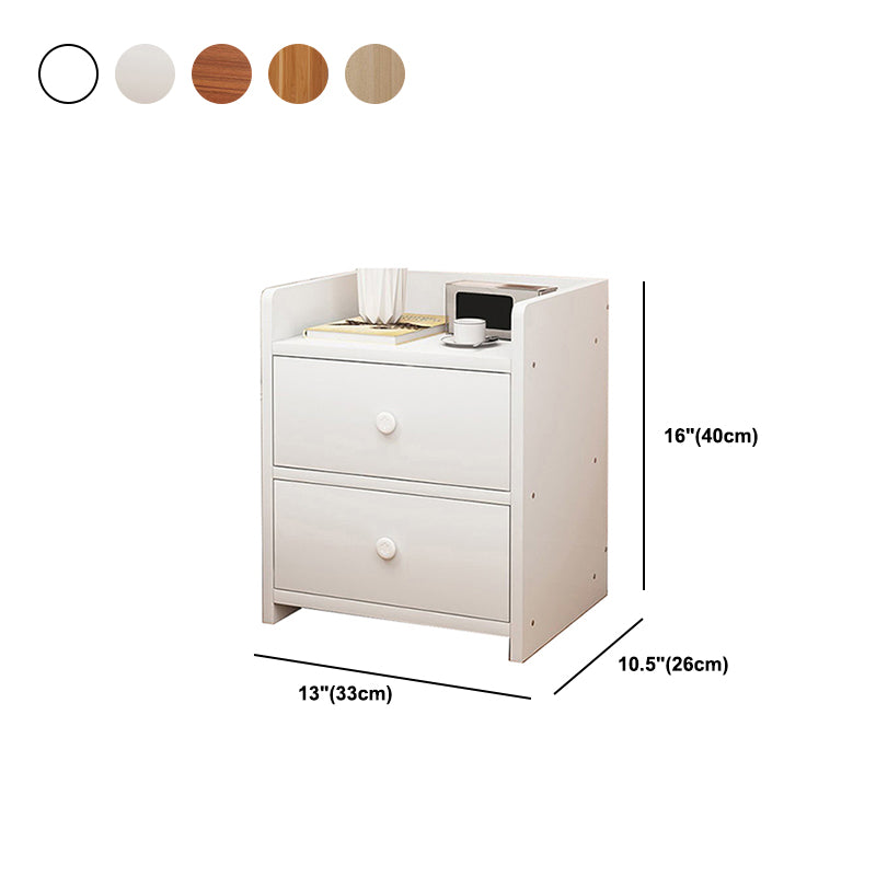 Table de chevet en bois à 1/2 tiroirs, 15,7 po de hauteur, brun/blanc/naturel