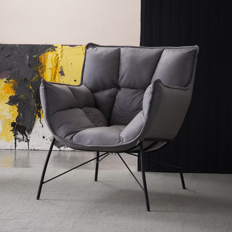 Faux Leather Arm Chair 28.3"L x 28.3"W x 33.8"H Arms Included Chair for Bedroom Grey Black Clearhalo 'Accent Chairs' 'accent_chairs' 'Chairs & Seating' 'furn' 'furn_accent_chairs' 'Furniture' 'Living Room Furniture' 5262639