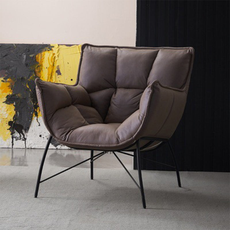 Faux Leather Arm Chair 28.3"L x 28.3"W x 33.8"H Arms Included Chair for Bedroom Brown Black Clearhalo 'Accent Chairs' 'accent_chairs' 'Chairs & Seating' 'furn' 'furn_accent_chairs' 'Furniture' 'Living Room Furniture' 5262646