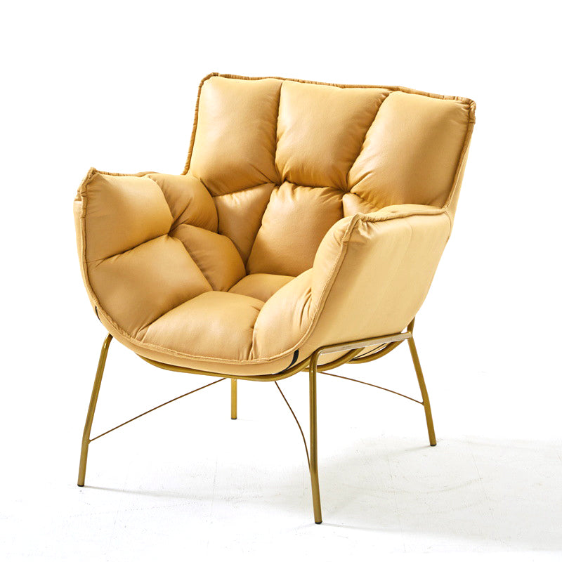 Faux Leather Arm Chair 28.3"L x 28.3"W x 33.8"H Arms Included Chair for Bedroom Yellow Brass Gold Clearhalo 'Accent Chairs' 'accent_chairs' 'Chairs & Seating' 'furn' 'furn_accent_chairs' 'Furniture' 'Living Room Furniture' 5262648