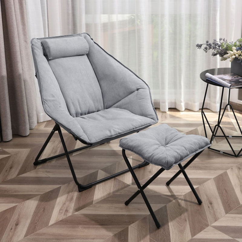 Velvet Accent Room Chair Foldable Lounge Chair for Apartment Grey With Ottoman Clearhalo 'Accent Chairs' 'accent_chairs' 'Chairs & Seating' 'furn' 'furn_accent_chairs' 'Furniture' 'Living Room Furniture' 5262656