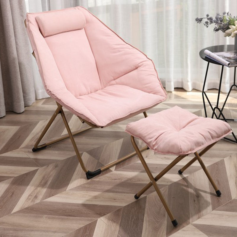 Velvet Accent Room Chair Foldable Lounge Chair for Apartment Pink With Ottoman Clearhalo 'Accent Chairs' 'accent_chairs' 'Chairs & Seating' 'furn' 'furn_accent_chairs' 'Furniture' 'Living Room Furniture' 5262658