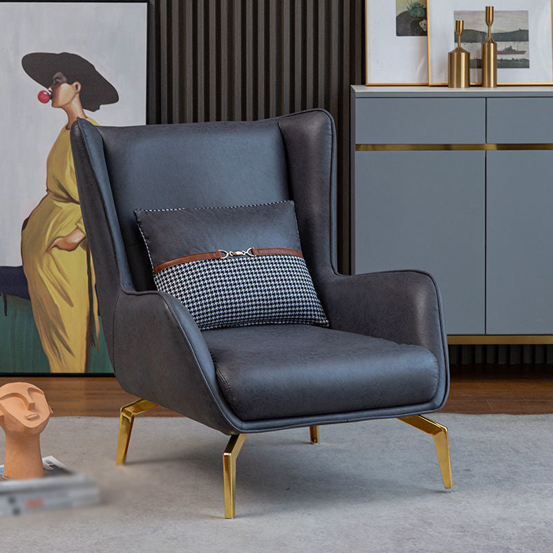 30.31"Wide Wingback Chair with Pillow Back and Basic Four Legs Grey Without Ottoman Clearhalo 'Accent Chairs' 'accent_chairs' 'Chairs & Seating' 'furn' 'furn_accent_chairs' 'Furniture' 'Living Room Furniture' 5262741