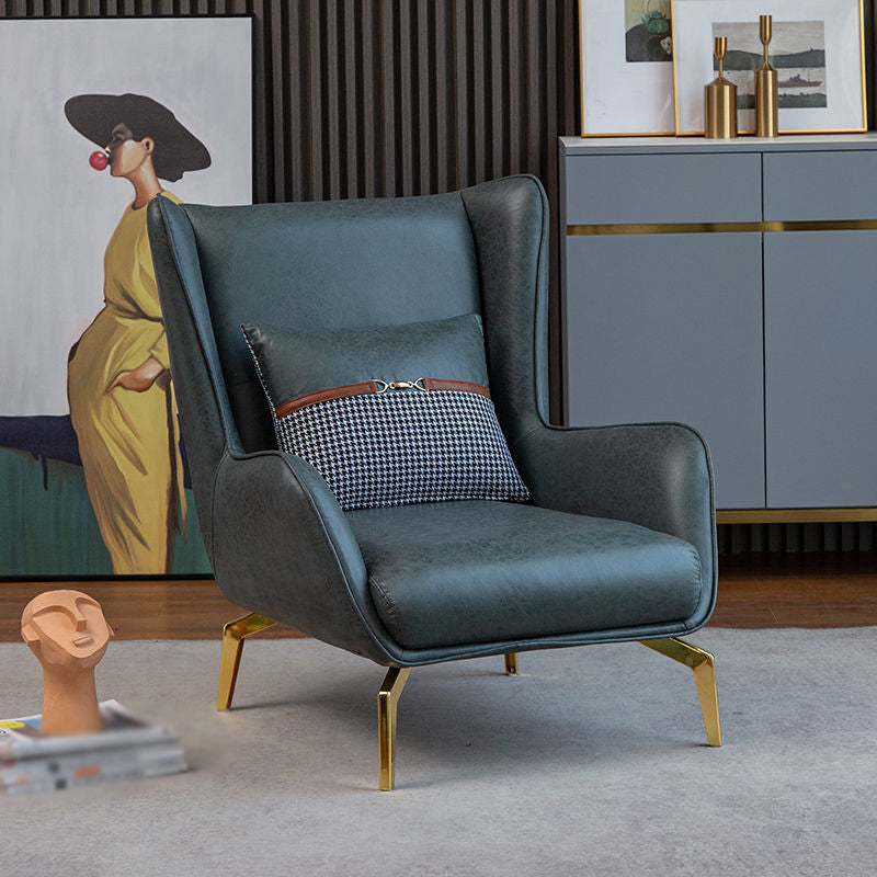 30.31"Wide Wingback Chair with Pillow Back and Basic Four Legs Green Without Ottoman Clearhalo 'Accent Chairs' 'accent_chairs' 'Chairs & Seating' 'furn' 'furn_accent_chairs' 'Furniture' 'Living Room Furniture' 5262747