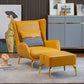 30.31"Wide Wingback Chair with Pillow Back and Basic Four Legs Lemon Yellow With Ottoman Clearhalo 'Accent Chairs' 'accent_chairs' 'Chairs & Seating' 'furn' 'furn_accent_chairs' 'Furniture' 'Living Room Furniture' 5262748