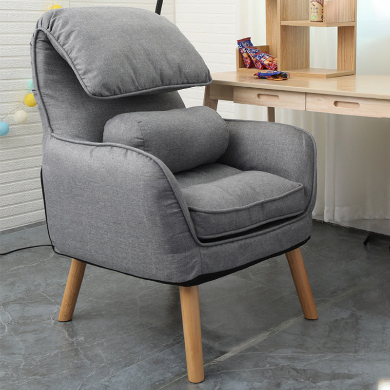 Flared Arms Chair with Pillow Back and Basic Four Legs for Bedroom Grey Clearhalo 'Accent Chairs' 'accent_chairs' 'Chairs & Seating' 'furn' 'furn_accent_chairs' 'Furniture' 'Living Room Furniture' 5262773