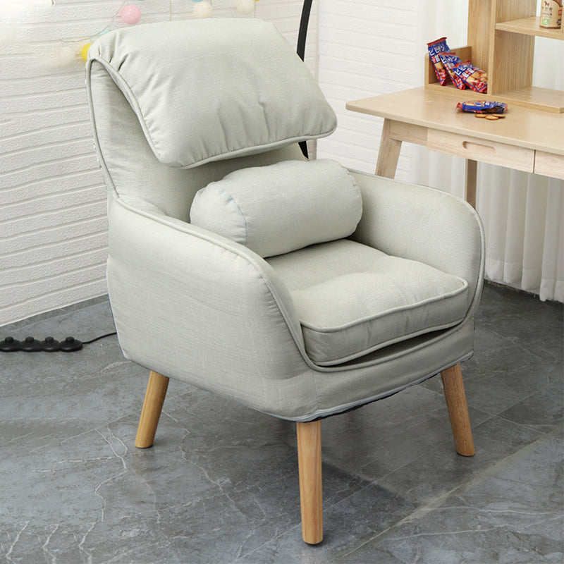 Flared Arms Chair with Pillow Back and Basic Four Legs for Bedroom Off-White Clearhalo 'Accent Chairs' 'accent_chairs' 'Chairs & Seating' 'furn' 'furn_accent_chairs' 'Furniture' 'Living Room Furniture' 5262774