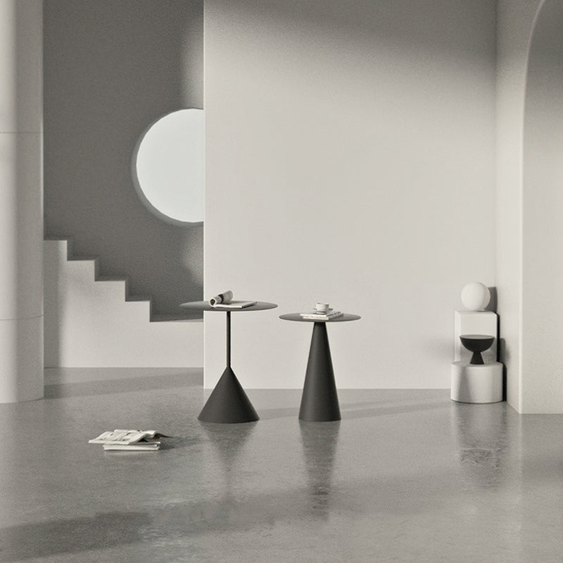 ペデスタルメタルコーヒーテーブルラウンドブラック/ホワイトカクテルテーブル