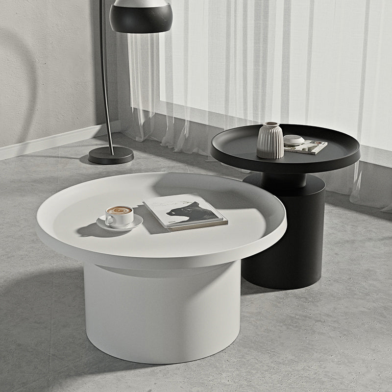 Ronde metalen salontafel zwart/witte afwerking cocktailtafel - 19.7 ''/29.5 ''