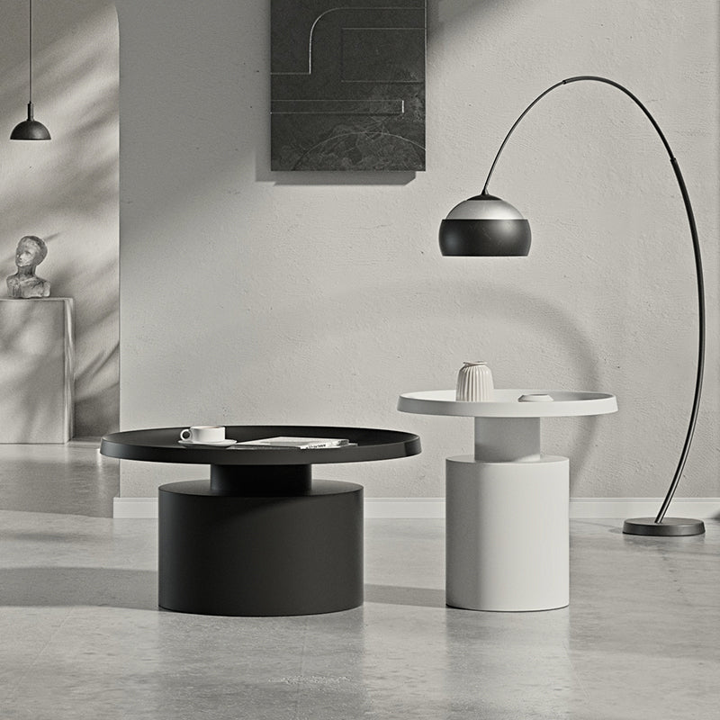 Mesa de café de metal redonda Mesa de cóctel de acabado negro/blanco - 19.7 ''/29.5 ''