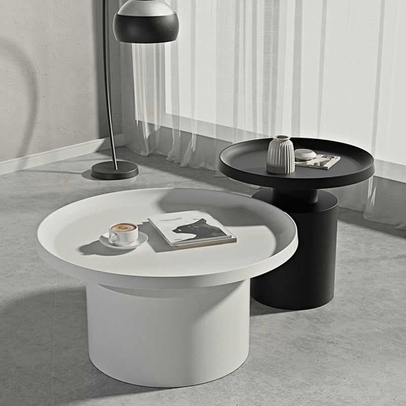 Round Metal Coffee Table black/White finish Cocktail Table - 19.7''/29.5''