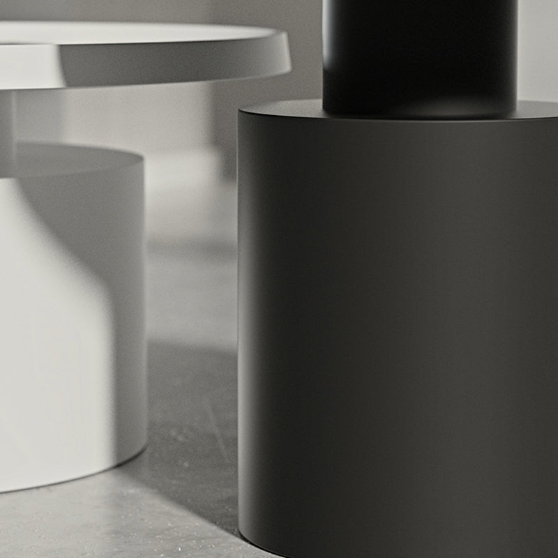 Ronde metalen salontafel zwart/witte afwerking cocktailtafel - 19.7 ''/29.5 ''