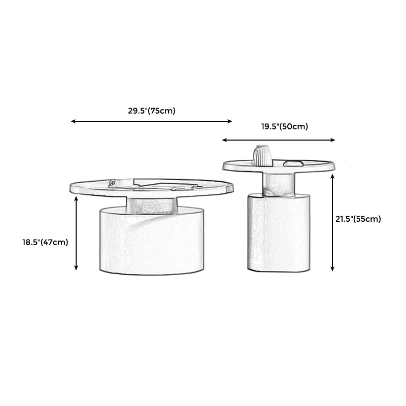 Ronde metalen salontafel zwart/witte afwerking cocktailtafel - 19.7 ''/29.5 ''