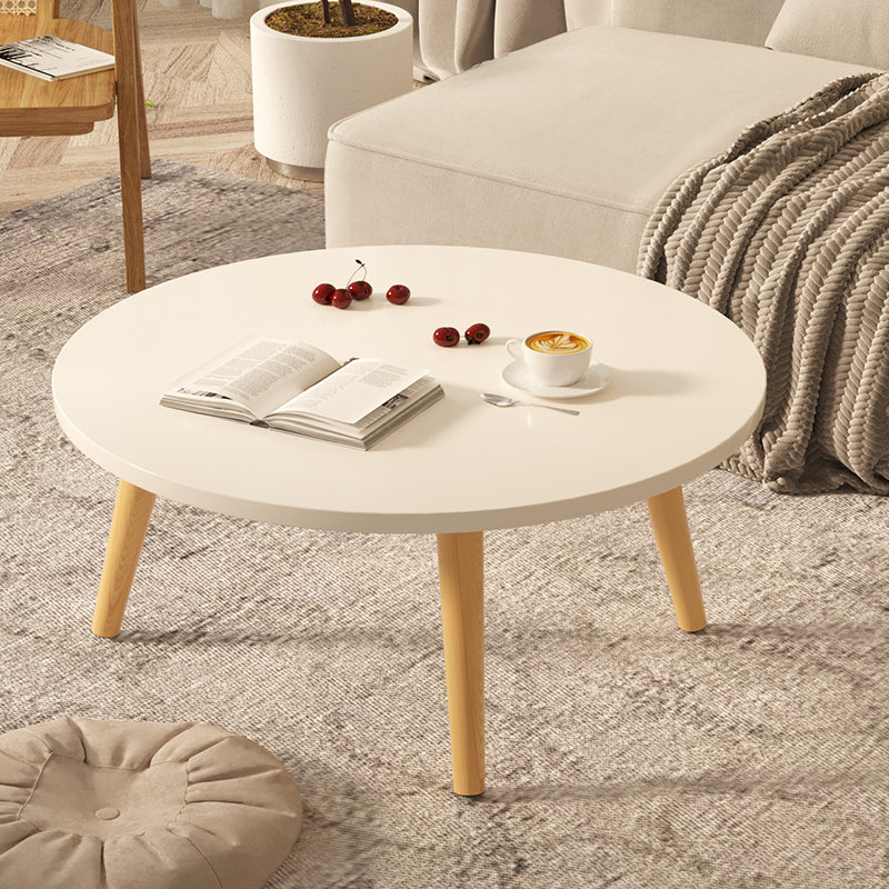 Modern Style Pine Material Wooden Craft Top Round Coffee Table White Clearhalo 'Coffee & Accent Tables' 'Coffee Tables' 'coffee_tables' 'furn' 'furn_coffee_tables' 'Furniture' 'Living Room Furniture' 5262881