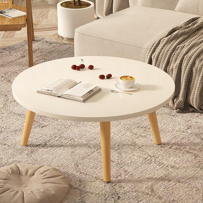 Modern Style Pine Material Wooden Craft Top Round Coffee Table White Clearhalo 'Coffee & Accent Tables' 'Coffee Tables' 'coffee_tables' 'furn' 'furn_coffee_tables' 'Furniture' 'Living Room Furniture' 5262881