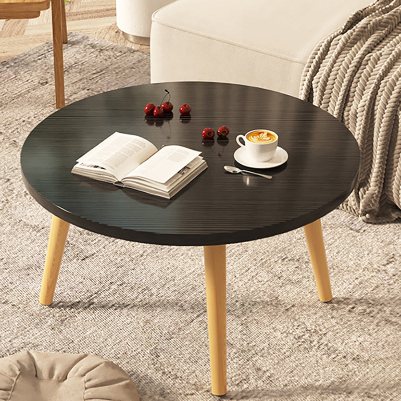 Modern Style Pine Material Wooden Craft Top Round Coffee Table Black Clearhalo 'Coffee & Accent Tables' 'Coffee Tables' 'coffee_tables' 'furn' 'furn_coffee_tables' 'Furniture' 'Living Room Furniture' 5262883