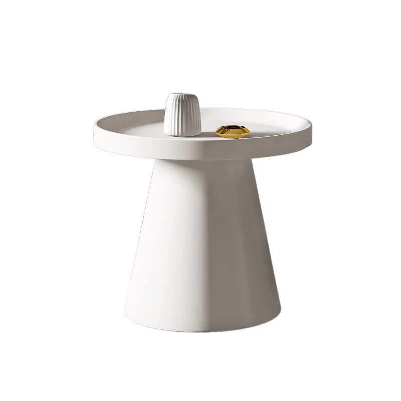 Modern Tray Top Pedestal Coffee Table Metal Round Table for Living Room 19.7"L x 19.7"W x 19.7"H White Clearhalo 'Coffee & Accent Tables' 'Coffee Tables' 'coffee_tables' 'furn' 'furn_coffee_tables' 'Furniture' 'Living Room Furniture' 5262891