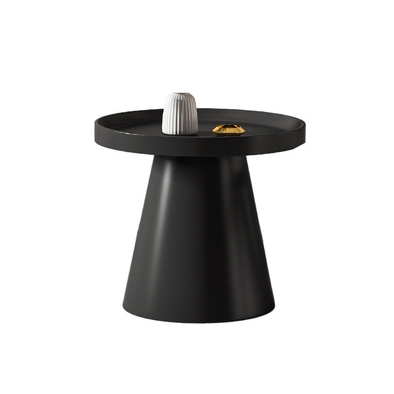 Modern Tray Top Pedestal Coffee Table Metal Round Table for Living Room 19.7"L x 19.7"W x 19.7"H Black Clearhalo 'Coffee & Accent Tables' 'Coffee Tables' 'coffee_tables' 'furn' 'furn_coffee_tables' 'Furniture' 'Living Room Furniture' 5262892