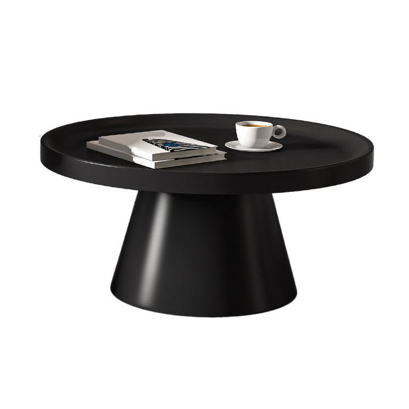 Modern Tray Top Pedestal Coffee Table Metal Round Table for Living Room 30"L x 30"W x 14"H Black Clearhalo 'Coffee & Accent Tables' 'Coffee Tables' 'coffee_tables' 'furn' 'furn_coffee_tables' 'Furniture' 'Living Room Furniture' 5262898