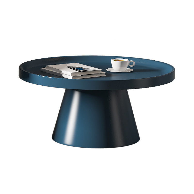 Modern Tray Top Pedestal Coffee Table Metal Round Table for Living Room 30"L x 30"W x 14"H Blue Clearhalo 'Coffee & Accent Tables' 'Coffee Tables' 'coffee_tables' 'furn' 'furn_coffee_tables' 'Furniture' 'Living Room Furniture' 5262900