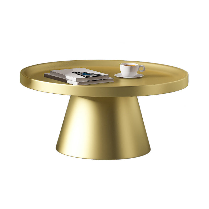 Modern Tray Top Pedestal Coffee Table Metal Round Table for Living Room 30"L x 30"W x 14"H Gold Clearhalo 'Coffee & Accent Tables' 'Coffee Tables' 'coffee_tables' 'furn' 'furn_coffee_tables' 'Furniture' 'Living Room Furniture' 5262903