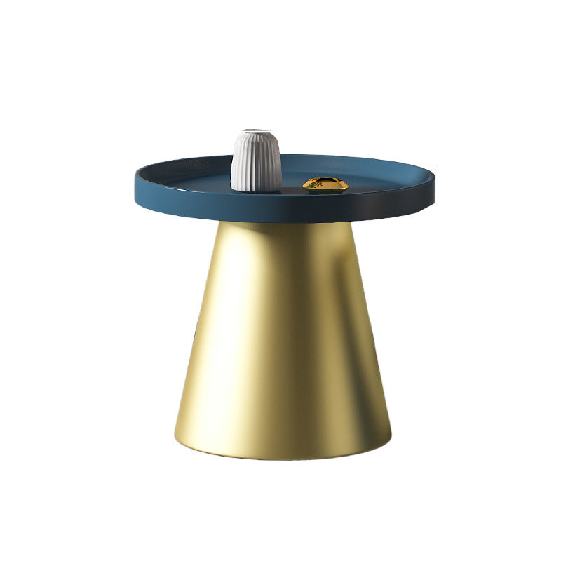 Modern Tray Top Pedestal Coffee Table Metal Round Table for Living Room 19.7"L x 19.7"W x 19.7"H Blue Gold Clearhalo 'Coffee & Accent Tables' 'Coffee Tables' 'coffee_tables' 'furn' 'furn_coffee_tables' 'Furniture' 'Living Room Furniture' 5262906