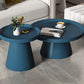 Modern Tray Top Pedestal Coffee Table Metal Round Table for Living Room 30"L x 30"W x 14"H + 20"L x 20"W x 20"H Blue Clearhalo 'Coffee & Accent Tables' 'Coffee Tables' 'coffee_tables' 'furn' 'furn_coffee_tables' 'Furniture' 'Living Room Furniture' 5262908