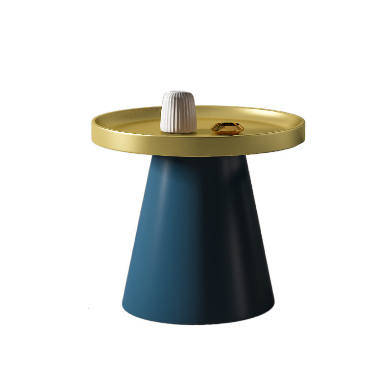 Modern Tray Top Pedestal Coffee Table Metal Round Table for Living Room 19.7"L x 19.7"W x 19.7"H Gold-Blue Clearhalo 'Coffee & Accent Tables' 'Coffee Tables' 'coffee_tables' 'furn' 'furn_coffee_tables' 'Furniture' 'Living Room Furniture' 5262909