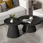 Modern Tray Top Pedestal Coffee Table Metal Round Table for Living Room 30"L x 30"W x 14"H + 20"L x 20"W x 20"H Black Clearhalo 'Coffee & Accent Tables' 'Coffee Tables' 'coffee_tables' 'furn' 'furn_coffee_tables' 'Furniture' 'Living Room Furniture' 5262911