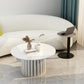 Modern Stone Pedestal Cocktail Table Round Coffee Table - White/Grey Clearhalo 'Coffee & Accent Tables' 'Coffee Tables' 'coffee_tables' 'furn' 'furn_coffee_tables' 'Furniture' 'Living Room Furniture' 5262941