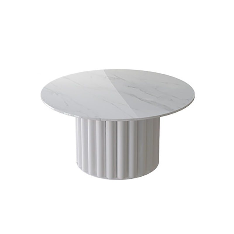 Modern Stone Pedestal Cocktail Table Round Coffee Table - White/Grey 31.5"L x 31.5"W x 16"H Clearhalo 'Coffee & Accent Tables' 'Coffee Tables' 'coffee_tables' 'furn' 'furn_coffee_tables' 'Furniture' 'Living Room Furniture' 5262944
