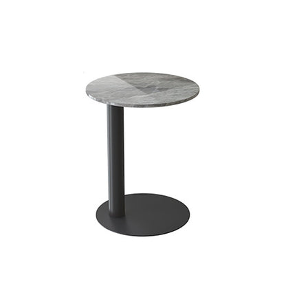 Modern Stone Pedestal Cocktail Table Round Coffee Table - White/Grey 16"L x 16"W x 20"H Clearhalo 'Coffee & Accent Tables' 'Coffee Tables' 'coffee_tables' 'furn' 'furn_coffee_tables' 'Furniture' 'Living Room Furniture' 5262945