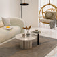 Modern Stone Pedestal Cocktail Table Round Coffee Table - White/Grey Clearhalo 'Coffee & Accent Tables' 'Coffee Tables' 'coffee_tables' 'furn' 'furn_coffee_tables' 'Furniture' 'Living Room Furniture' 5262949