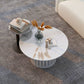 Modern Stone Pedestal Cocktail Table Round Coffee Table - White/Grey Clearhalo 'Coffee & Accent Tables' 'Coffee Tables' 'coffee_tables' 'furn' 'furn_coffee_tables' 'Furniture' 'Living Room Furniture' 5262950