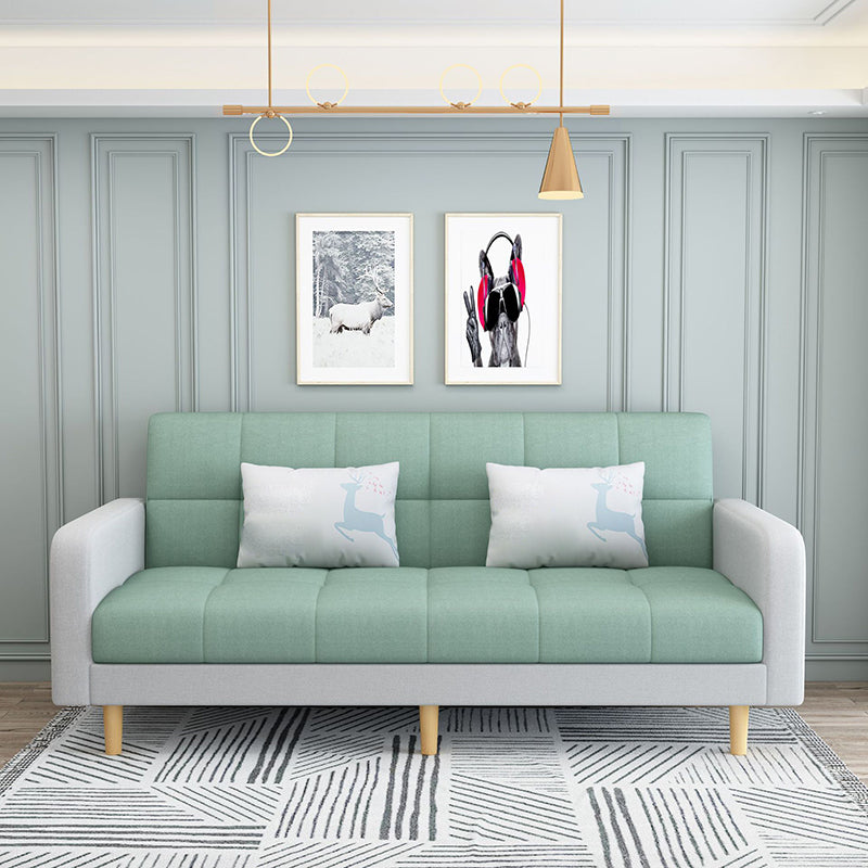 コンテンポラリーフェイクレザーとリネンビスケットバックコンバーチブルセッピーソファ