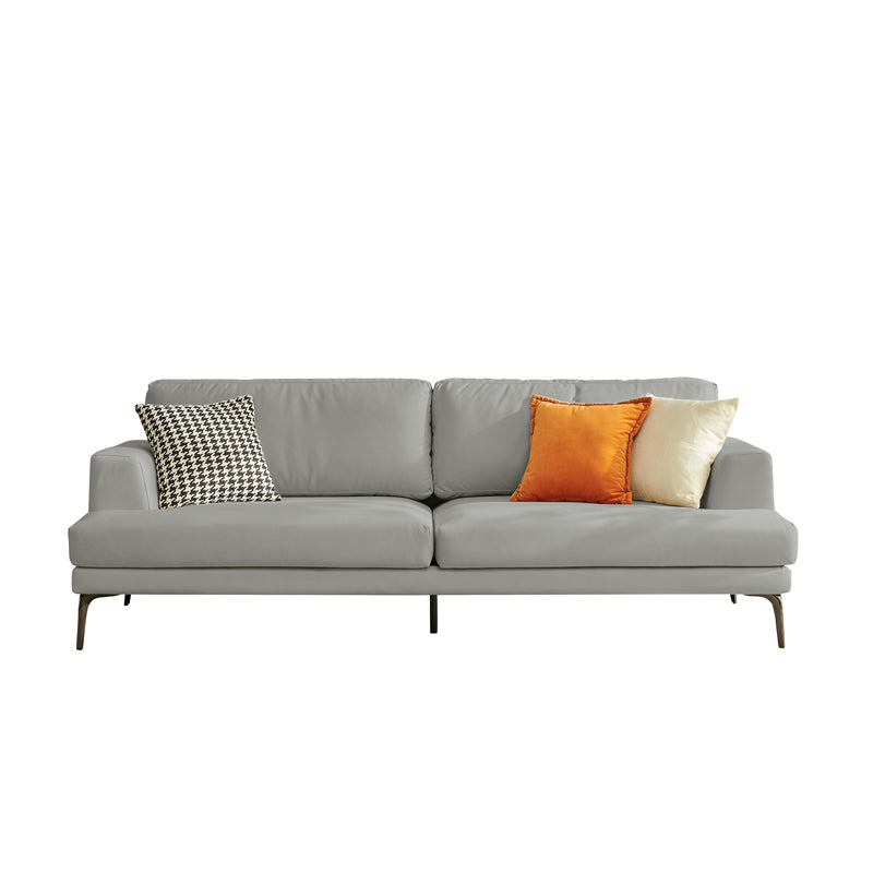 Stain Resistant Faux Leather Sofa Recessed Arm Cushions Settee Couch Grey Clearhalo 'furn' 'furn_sofas' 'Furniture' 'Living Room Furniture' 'Sofa' 'sofas' 5263096