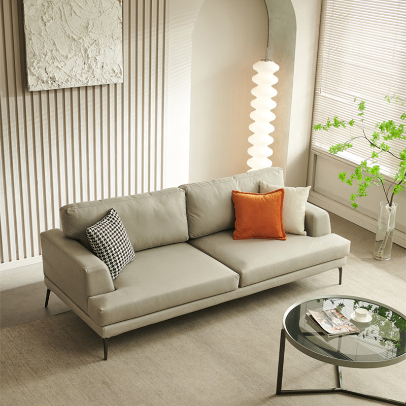 Stain Resistant Faux Leather Sofa Recessed Arm Cushions Settee Couch Clearhalo 'furn' 'furn_sofas' 'Furniture' 'Living Room Furniture' 'Sofa' 'sofas' 5263097