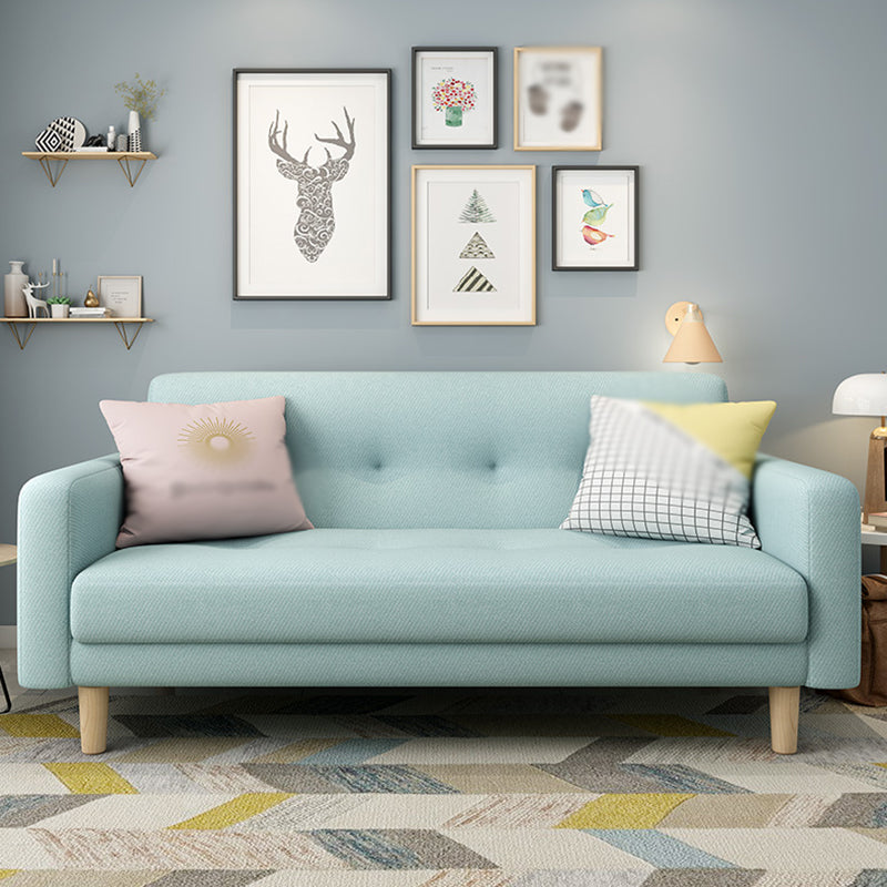 Cotton Blend and Faux Leather Square Arm Tight Back Bench Seating