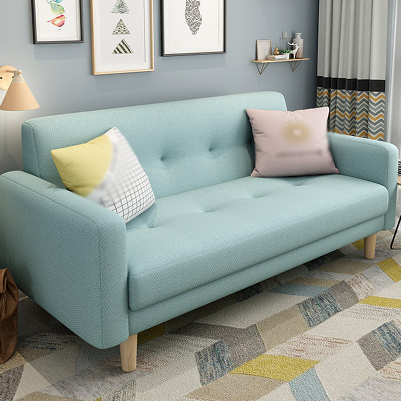 Cotton Blend and Faux Leather Square Arm Tight Back Bench Seating