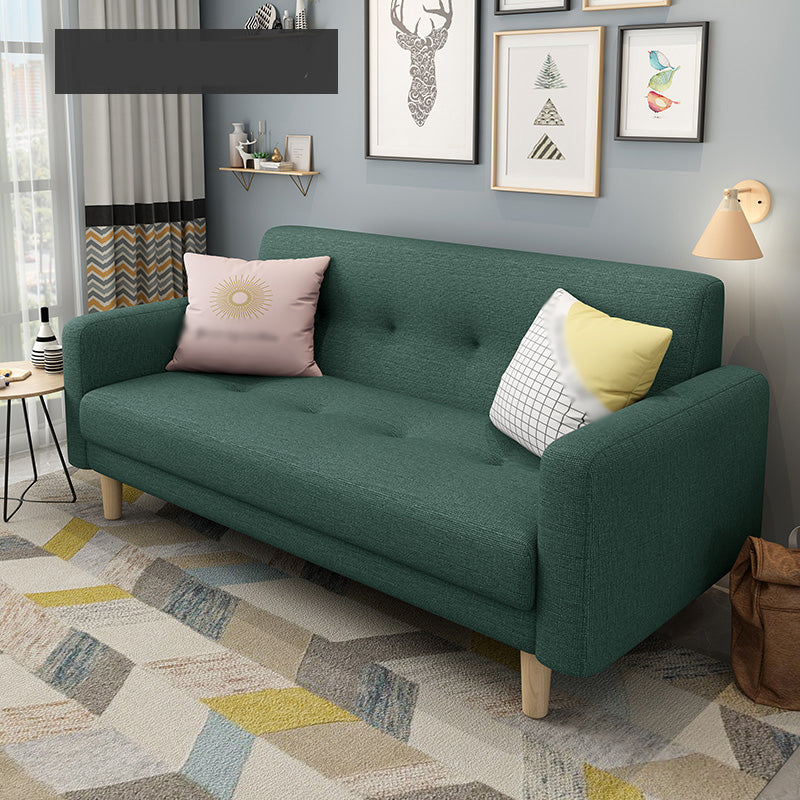 Cotton Blend and Faux Leather Square Arm Tight Back Bench Seating