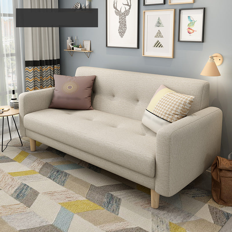 Cotton Blend and Faux Leather Square Arm Tight Back Bench Seating