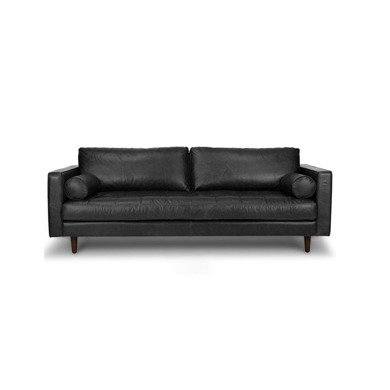 Craftsman Faux Leather Square Tufted Sofa for Living Room 65H