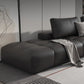 One Side Armrest Cushioning Back Sofa Bed Black Imitation Leather Sofa