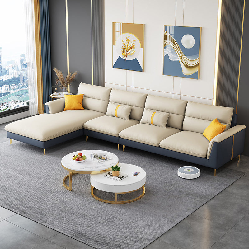 Folding Armrest Cushioning Backrest Sofa Bed White Imitation Leather Solid Wood Frame Sofa