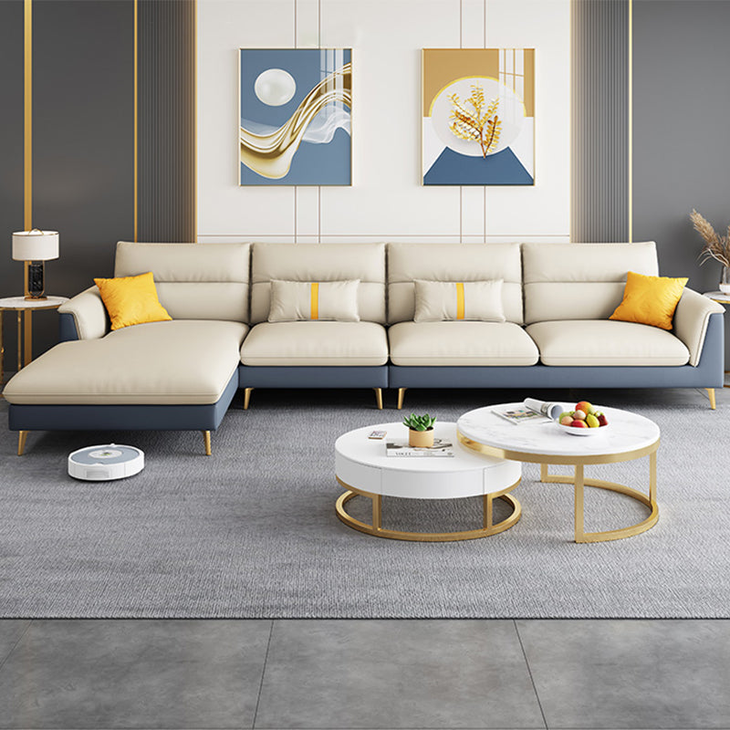 Folding Armrest Cushioning Backrest Sofa Bed White Imitation Leather Solid Wood Frame Sofa